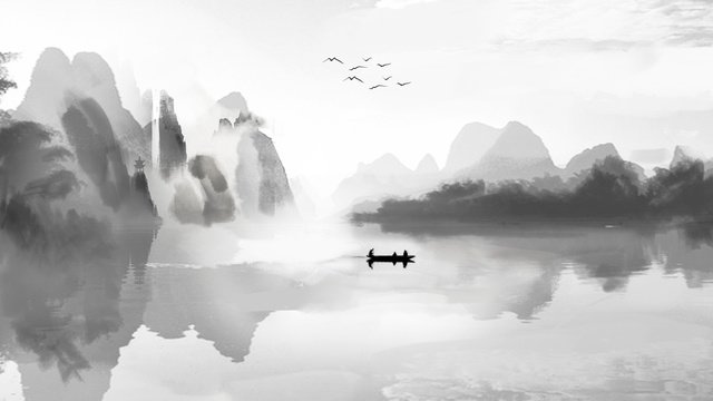 chinese style ink and wash landscape painting splashing white, Ink, Landscape chinese style ink hd transparent
