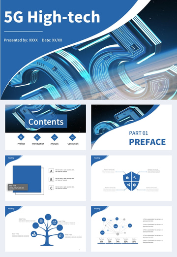 business style 5g new era work report ppt template Google Slide and PowerPoint Background