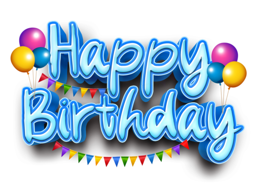 happy birthday text effect PNG
