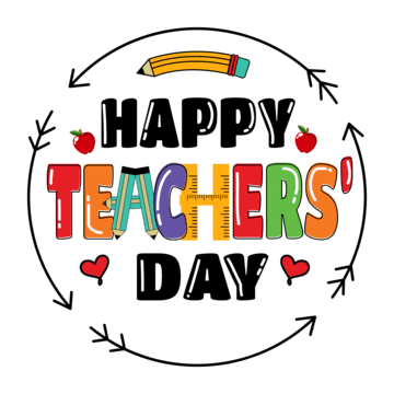 happy teachers day word text effect world PNG