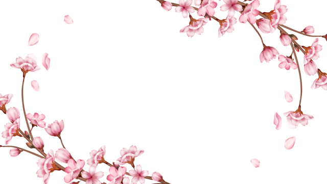 spring cherry blossom border romantic decorative flowers spring cherry blossoms flowers png, Spring, Cherry Blossoms, Flowers PNG and PSD