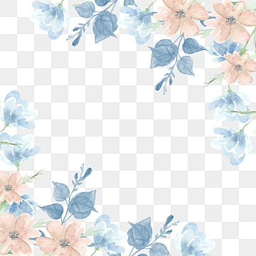 vintage blue watercolor flower and leaves border vintage watercolor border png, Vintage, Watercolor watercolor leaves border png image